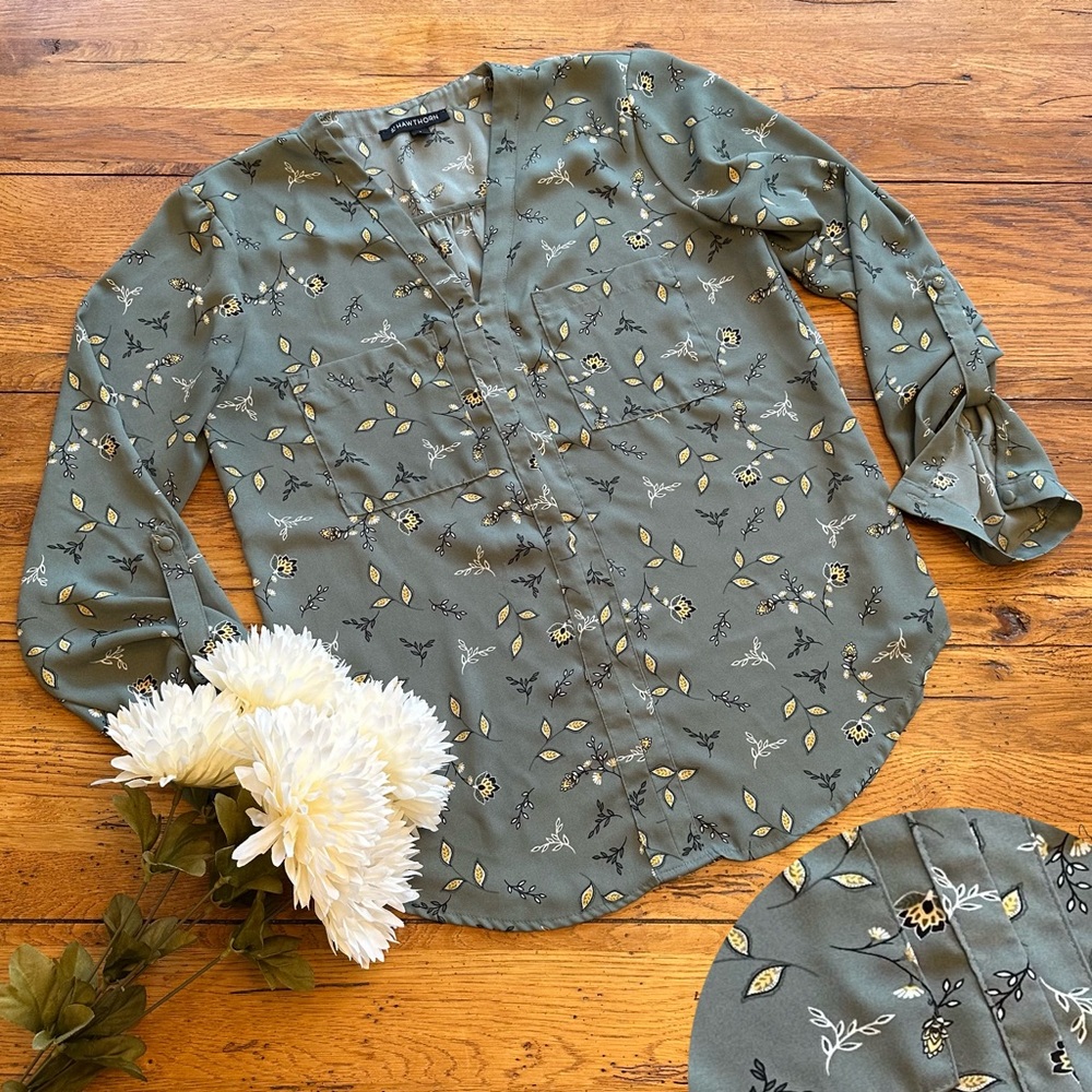 41 Hawthorn Stitch Fix Floral Astrid Two Pocket Blouse Top Size Small